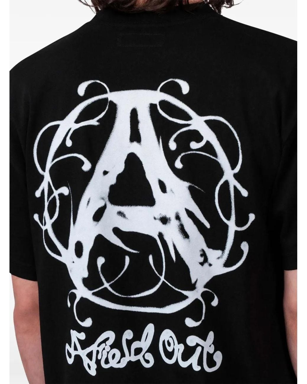 Afield Out Black Axis Logo-Print Cotton T-Shirt for men