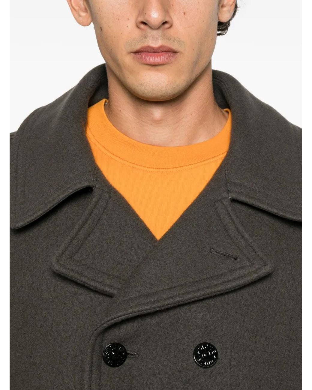 Stone Island Black Double-Breasted Logo-Patch Jacket for men