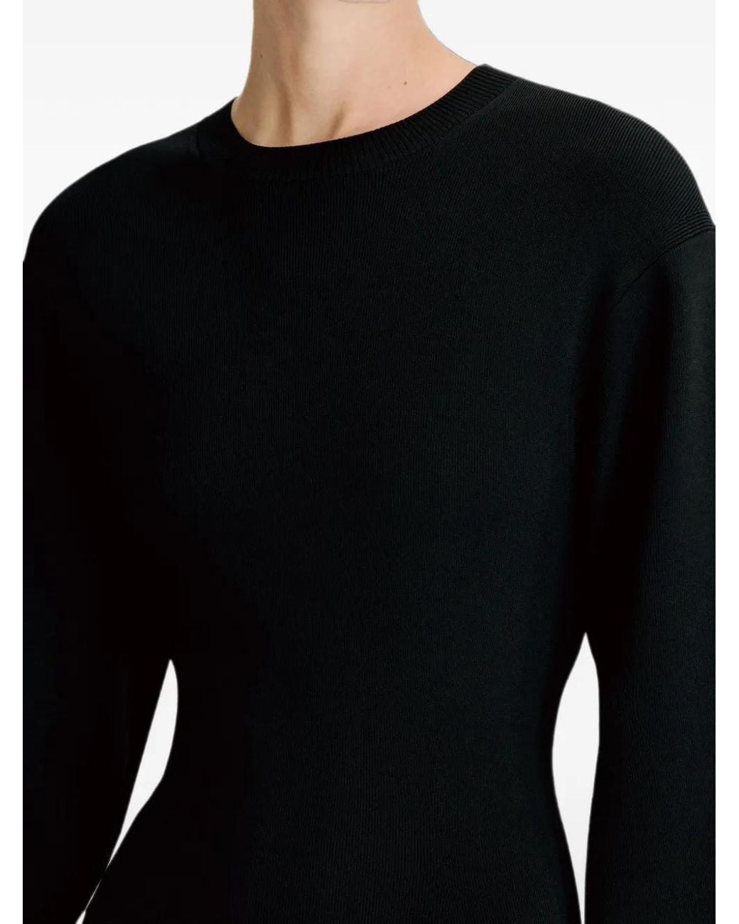 Loulou de Saison Black Elena Knitted Long-Sleeve Dress