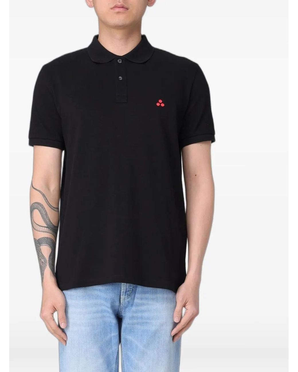 Peuterey Black Polo À Patch Logo for men