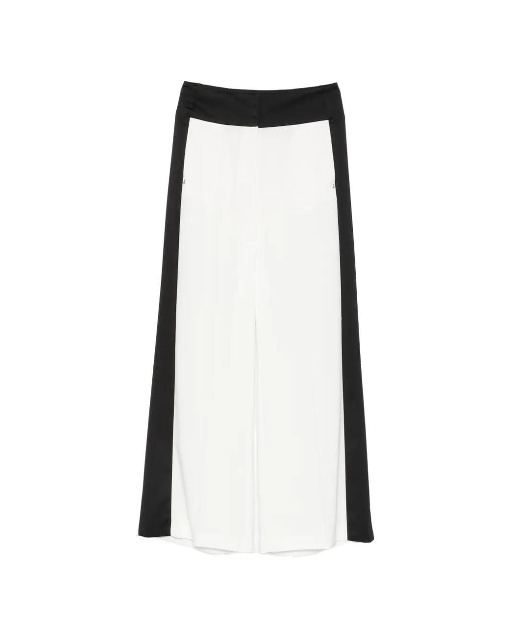 Patrizia Pepe Black Color-Block Wide-Leg Trousers