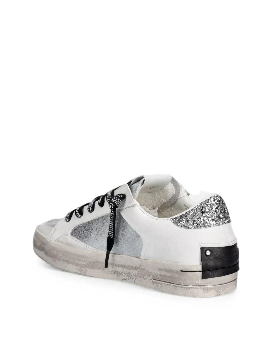 Crime London White Sk8 Deluxe Glitter-Detail Sneakers