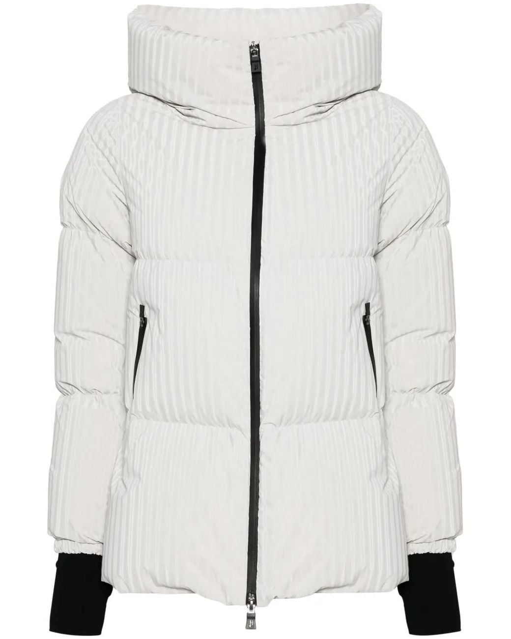 Herno White Matelassé-Effect Jumper Jacket