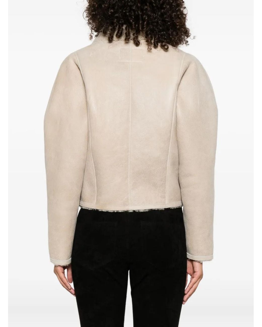 Isabel Marant Natural Blondine Zip-Front Shearling Jacket