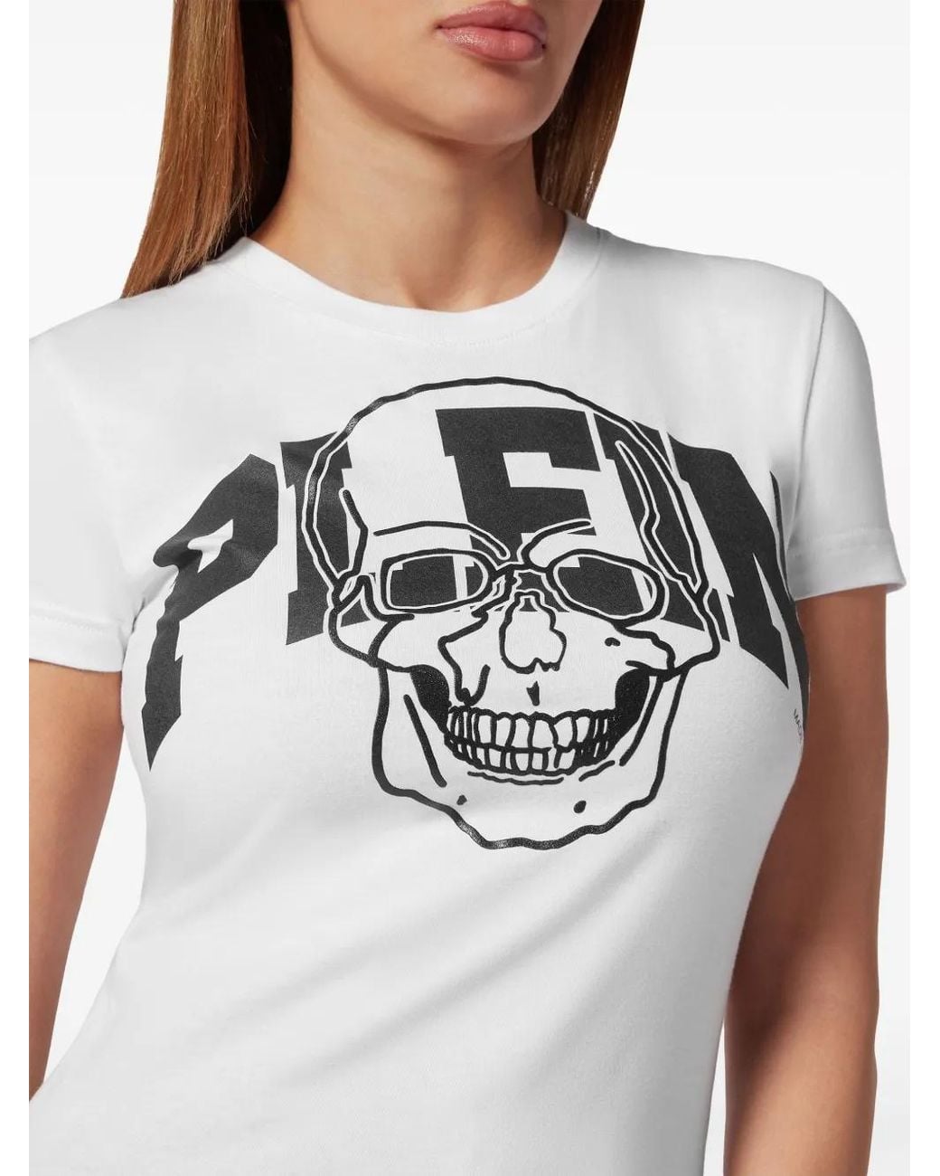 Philipp Plein White Skull-Print Cotton T-Shirt