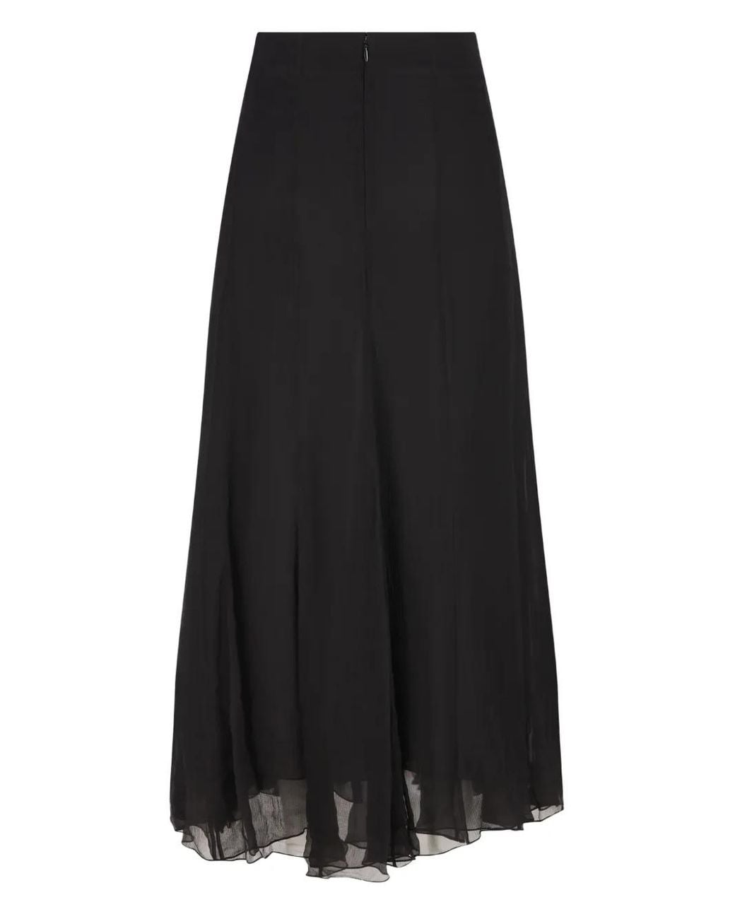 Chloé Black Silk Long Skirt