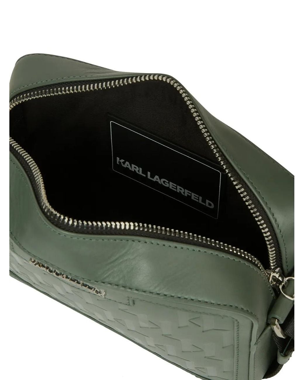 Karl Lagerfeld Green K/Loom Leather Camera Bag for men