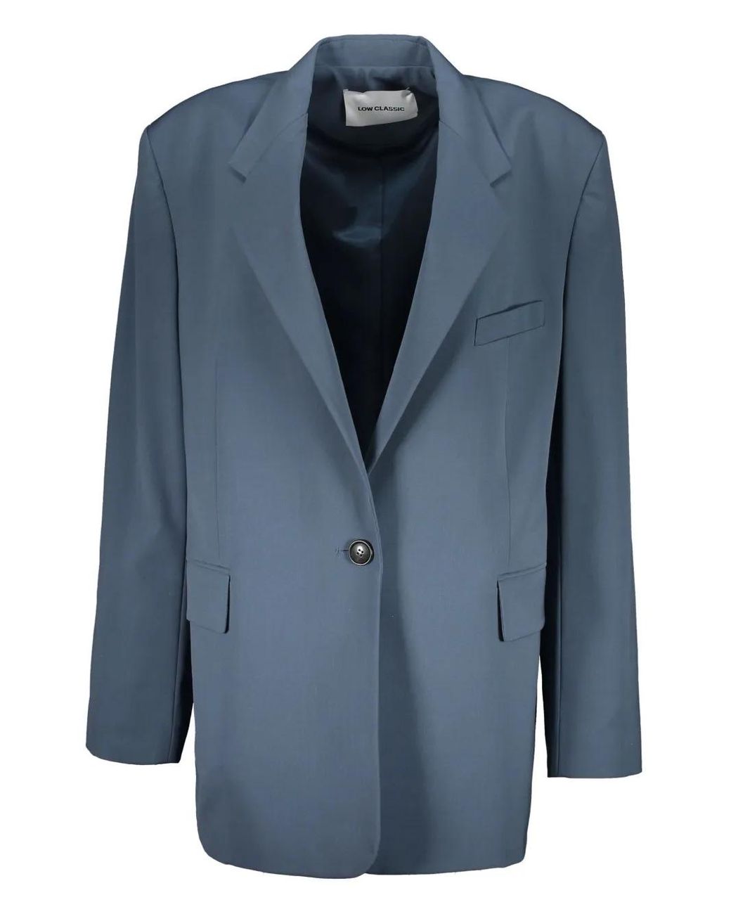 Low Classic Blue Single-Breasted Blazer
