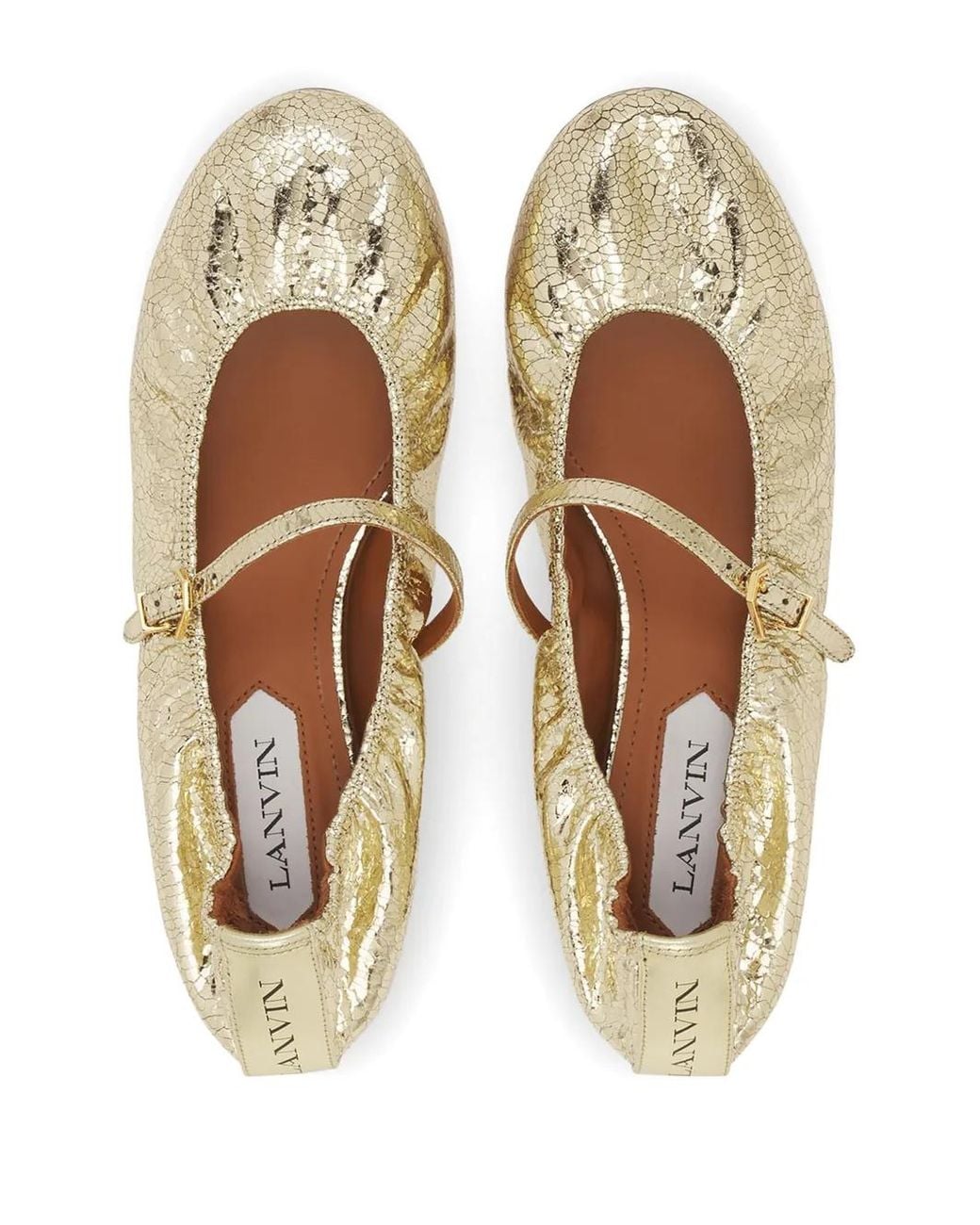 Lanvin Metallic Logo-Tag Leather Ballerinas