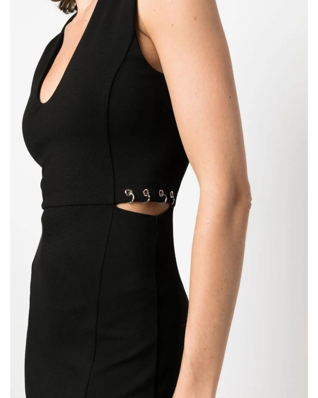 Patrizia Pepe Black Essential Ring-Detailing Midi Dress