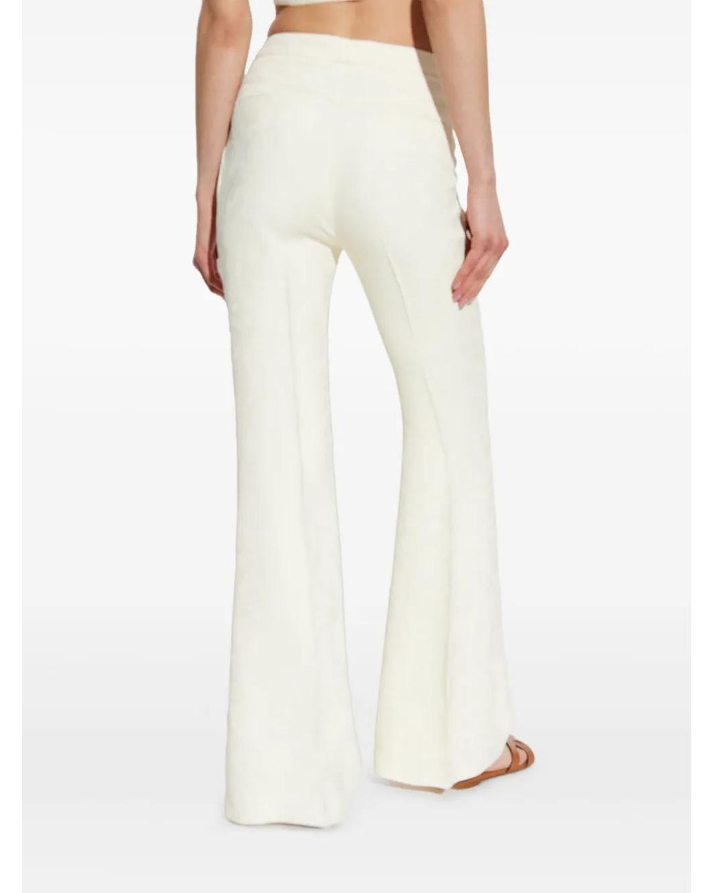 Etro White Flared Stretch-Cotton Trousers
