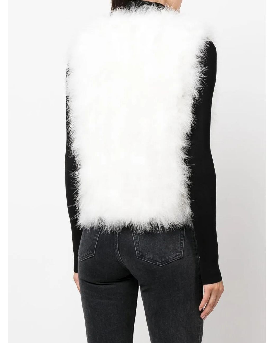 Yves Salomon White Silk Feathered-Finish Waistcoat