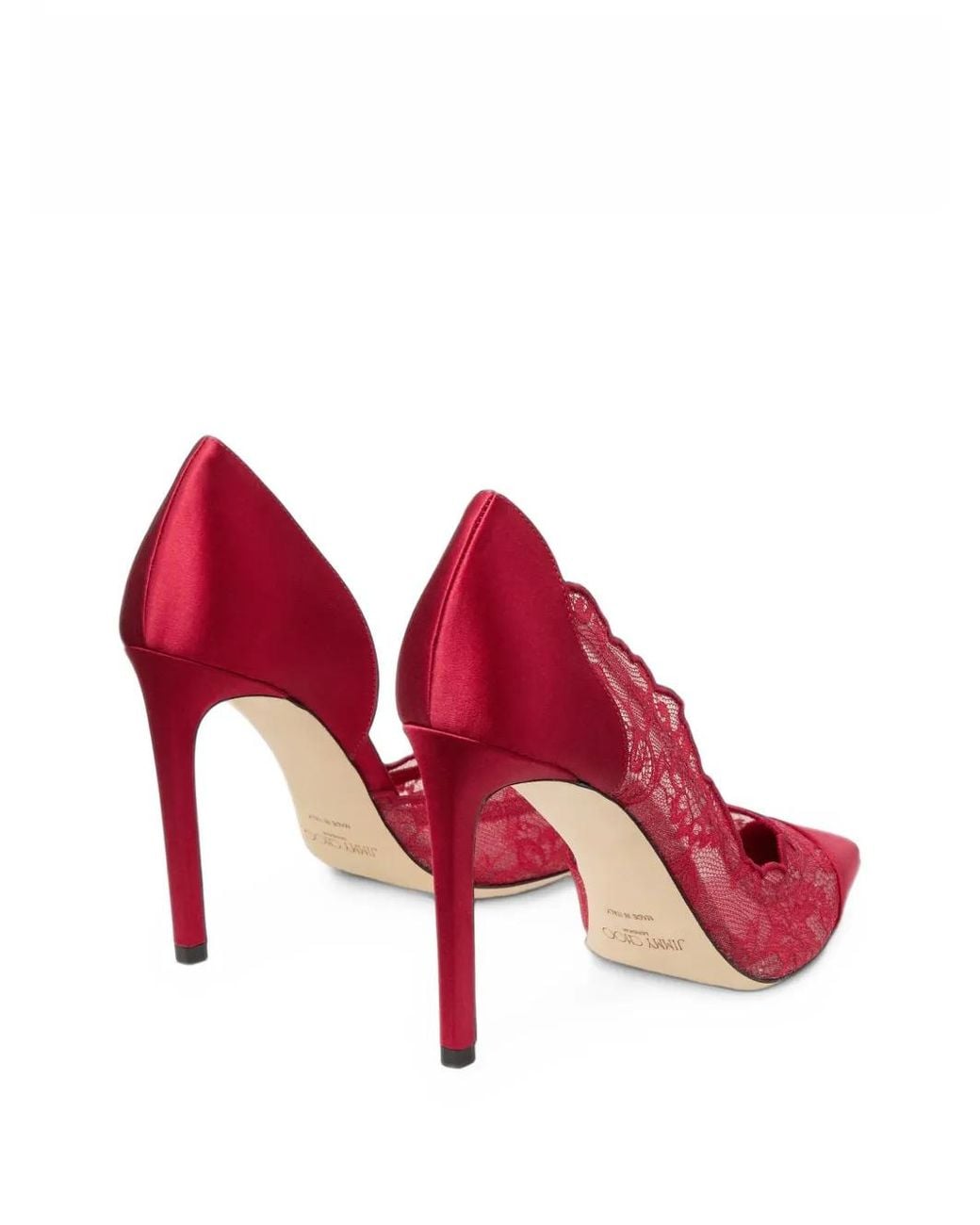 Jimmy Choo Red Brigitte Lace-Panel Pumps