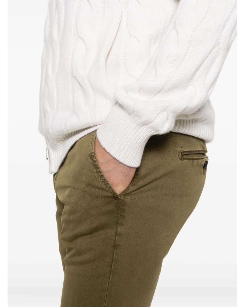 Dondup Green Gaubert Flat-Front Chinos for men