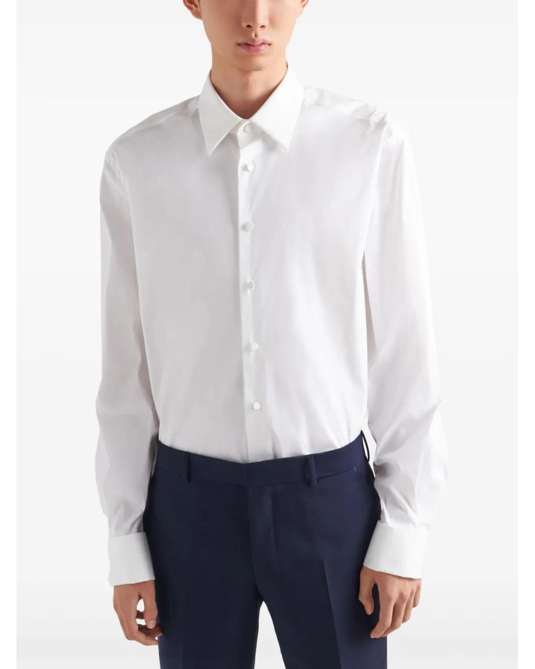 Prada White Buttoned Long-Sleeve Shirt for men