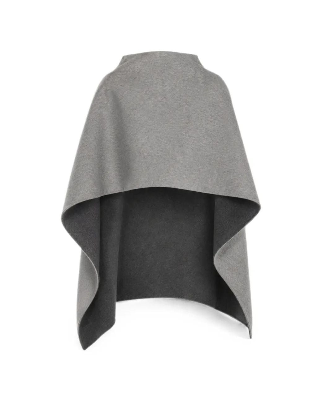 Alberta Ferretti Gray Two-Tone Wool Cape With Structured Neckline