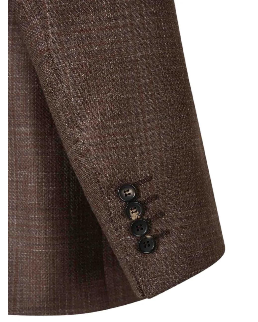Canali Brown Check-Pattern Notched-Lapels Jacket for men