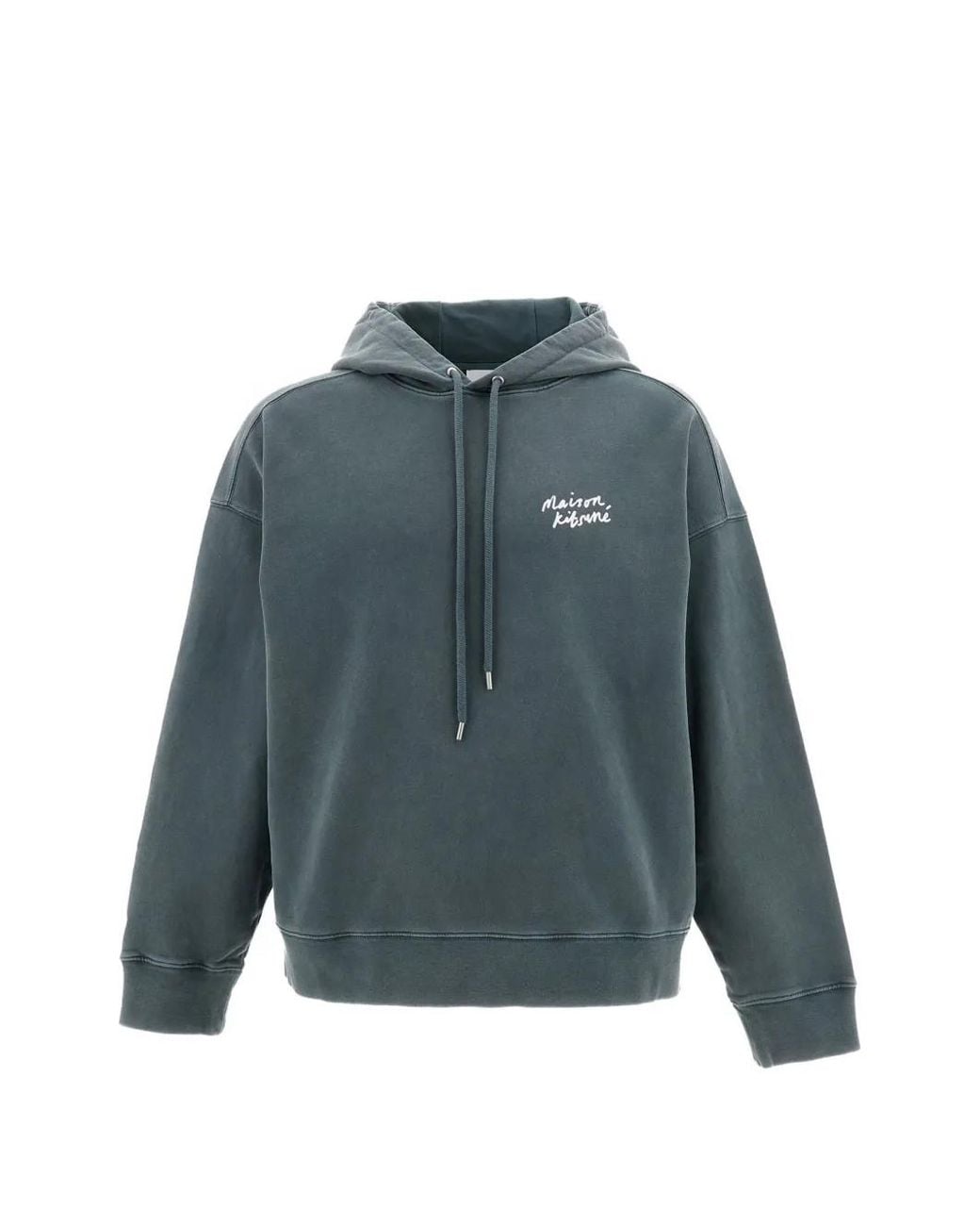 Maison Kitsuné Blue Logo-Print Drawstring Hoodie for men