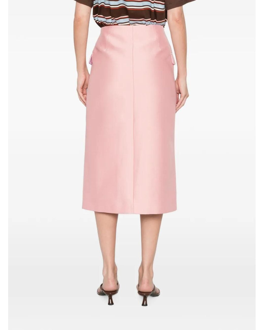 Stine Goya Pink Button-Fastening Pencil Midi Skirt