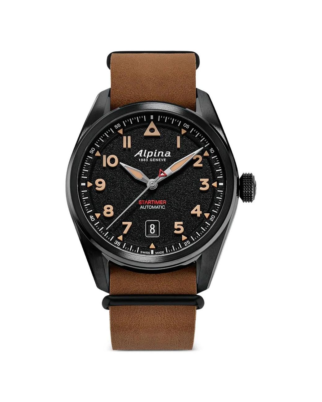 Alpina Black Montre Startimer Pilot 40 Mm for men