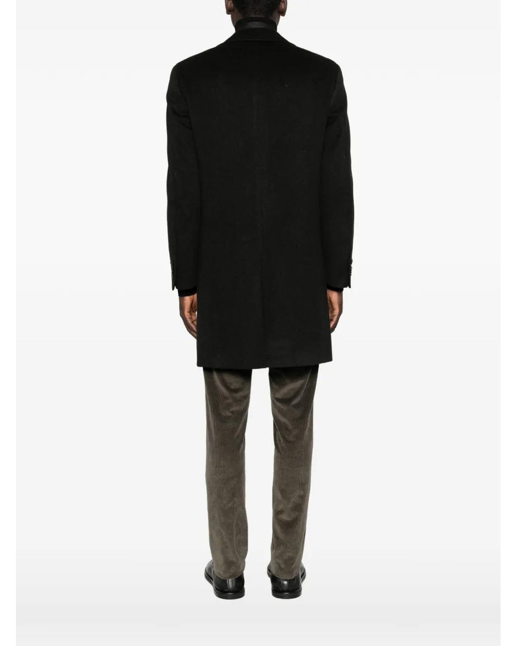 Canali Black Buttoned Coat for men