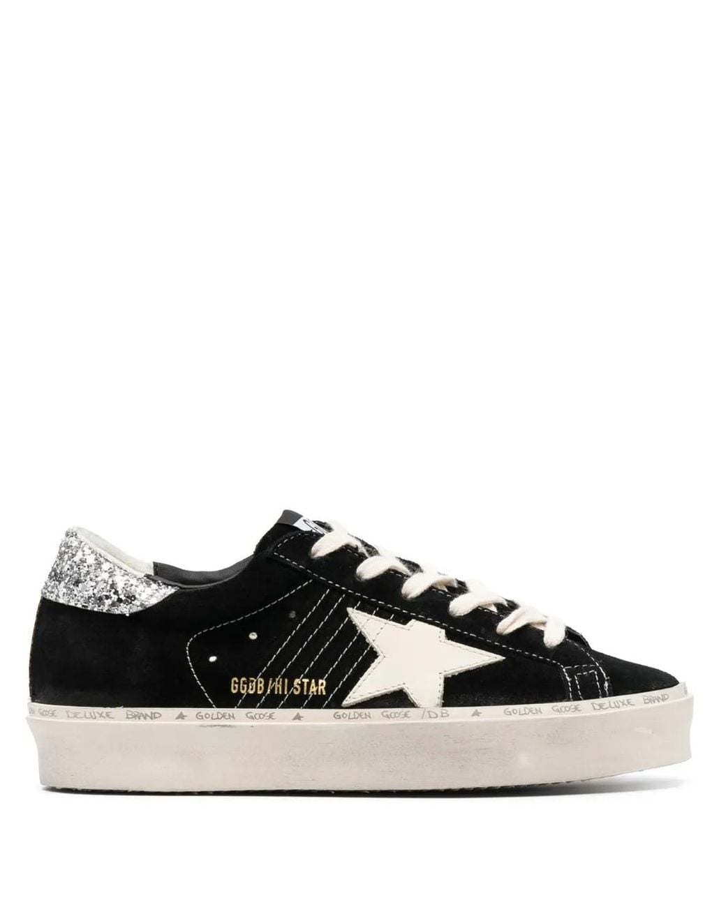 Golden Goose Deluxe Brand Black Hi Star Glitter Suede Sneakers