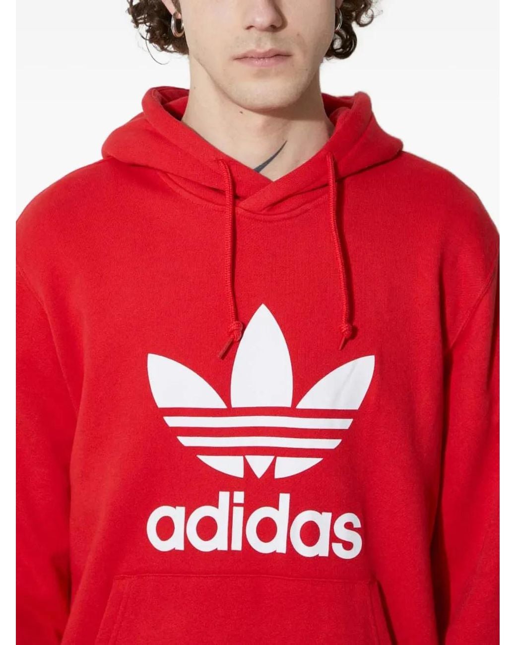 Adidas Red Logo-Print Hoodie for men