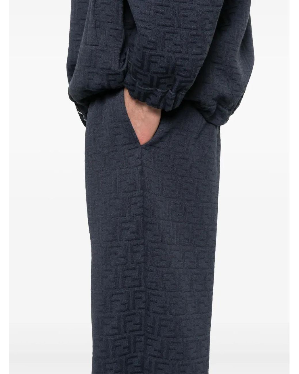 Fendi Blue Ff-Embossed Sweatpants for men