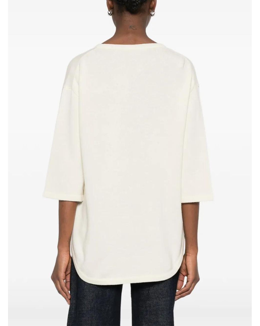 Valentino Garavani White Logo-Appliqué Knitted Blouse