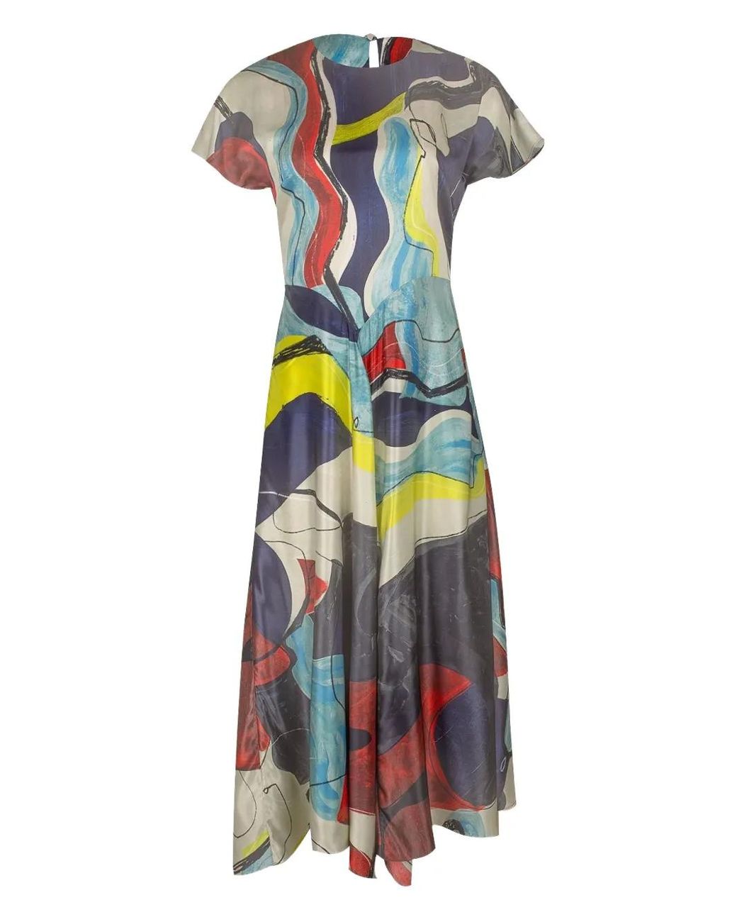 Roksanda Blue Abstract-Print Asymmetric Dress