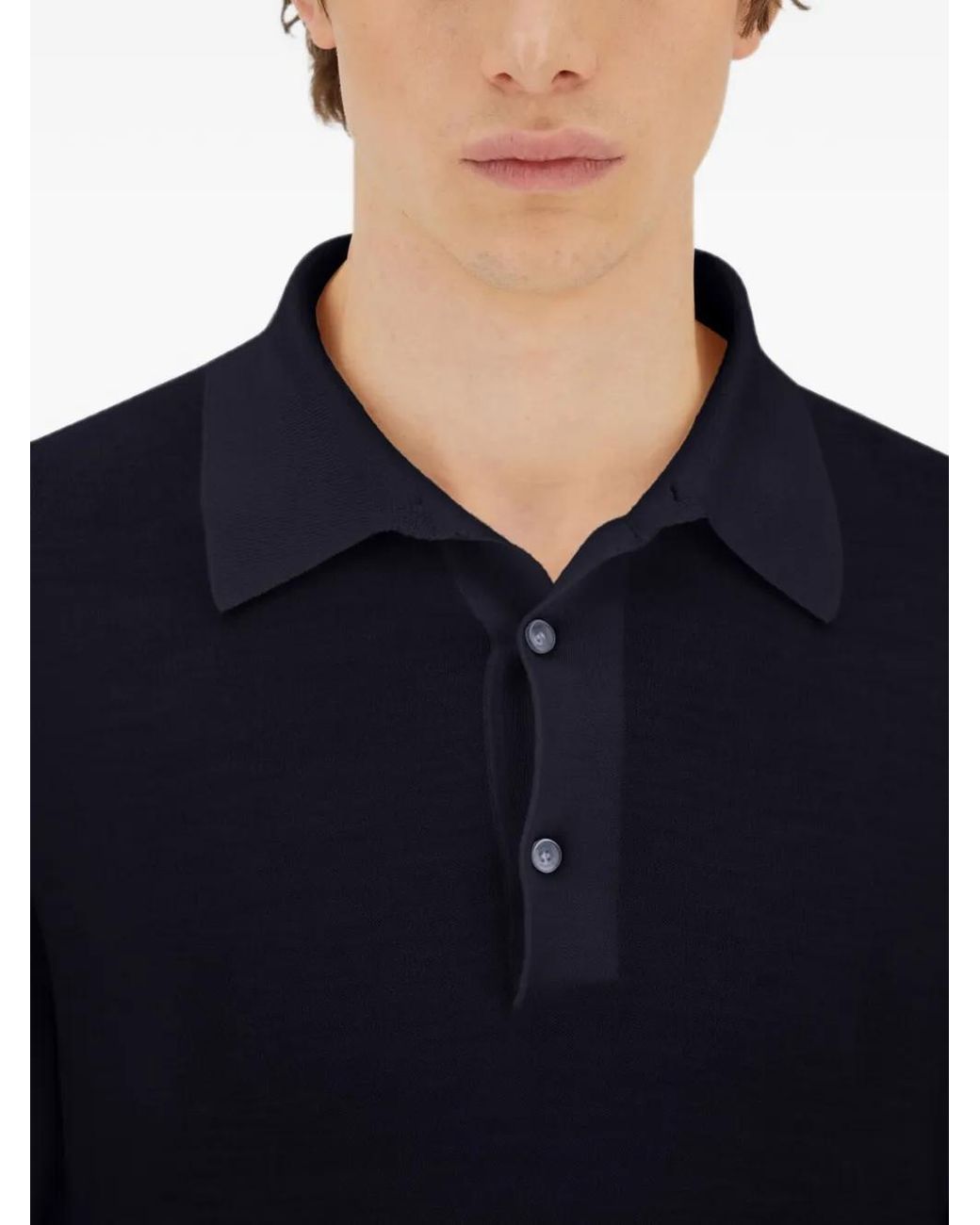 Herno Blue Long-Sleeve Polo Shirt for men