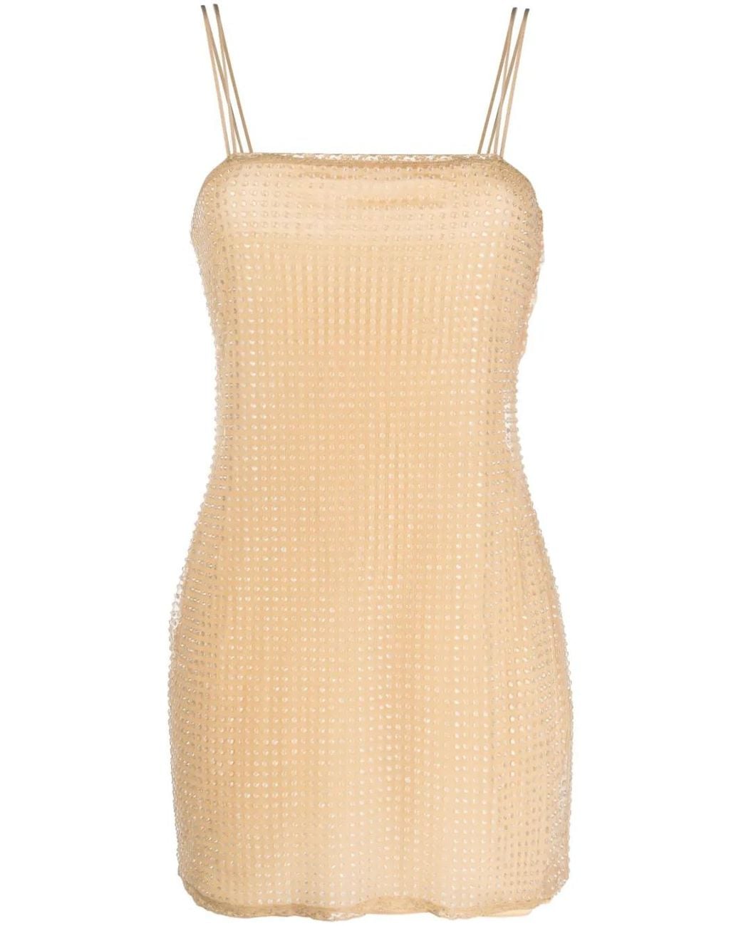 Alexander Wang Natural Embellished Mesh Minidress