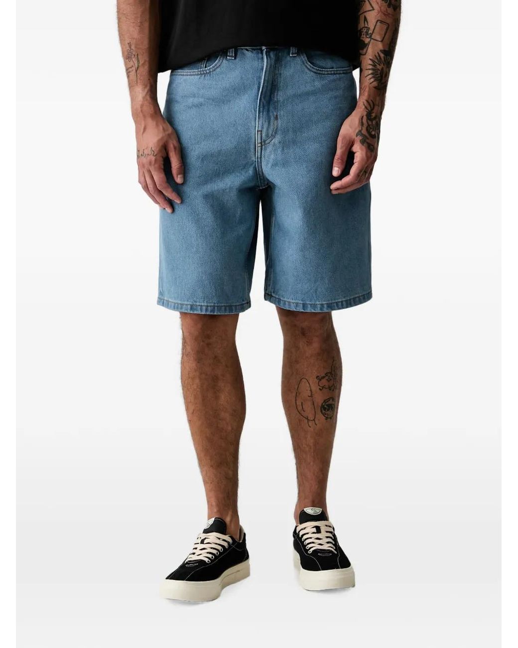 Vans Blue Logo-Patch Denim Shorts for men