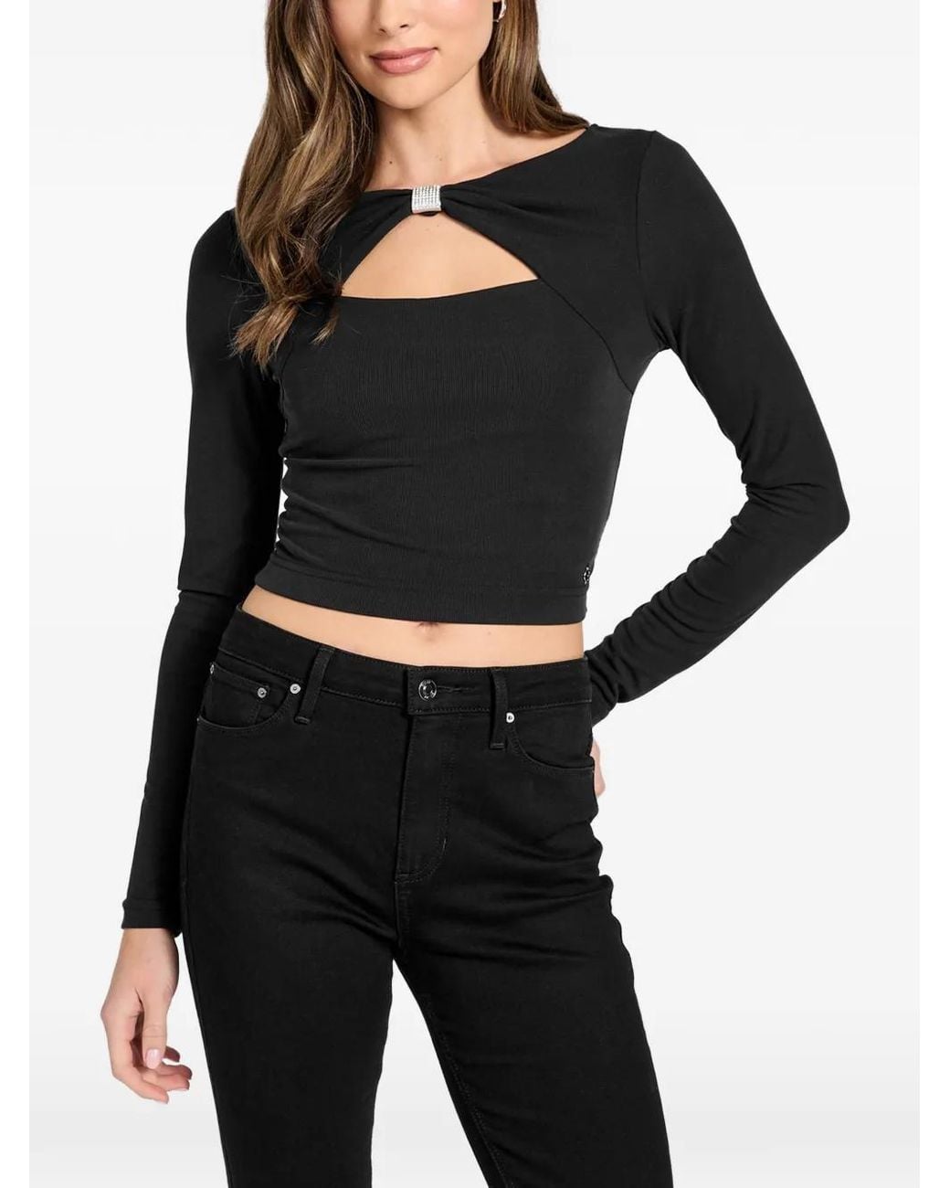 Guess Black Bow-Detail Top