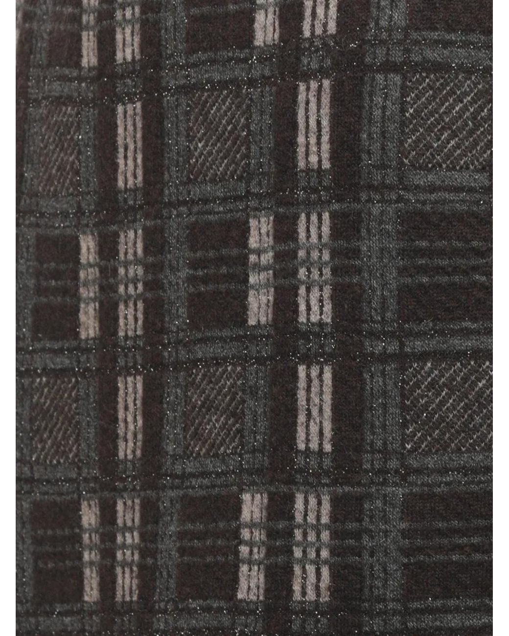 D.exterior Gray Check-Pattern Midi Skirt