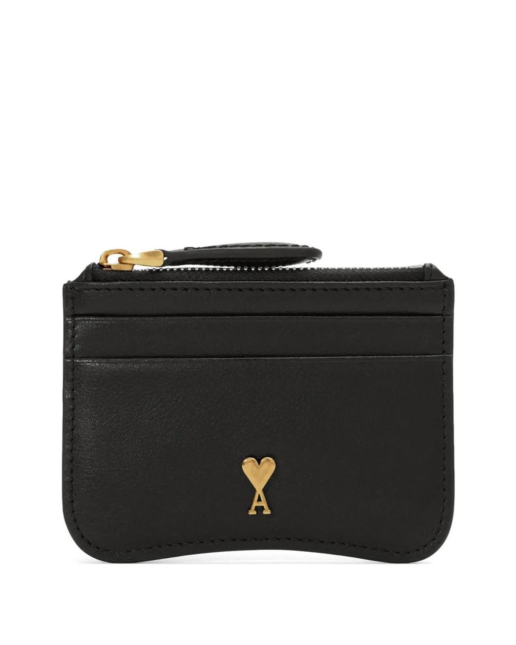 AMI Black Paris Paris Zipped Cowhide Leather Card Holder