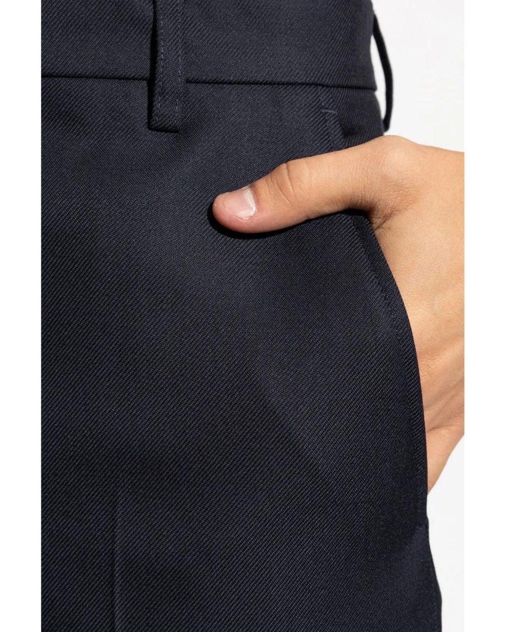 AMI Blue Virgin-Wool Tailored Trousers for men