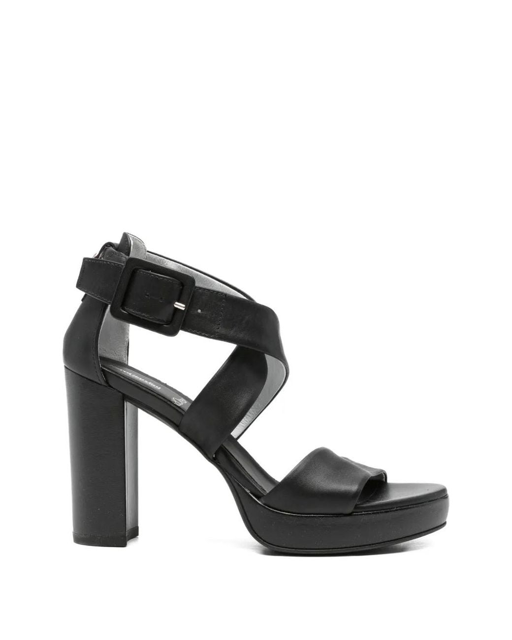 Nero Giardini Black Buckle-Fastening Crossover-Strap Sandals