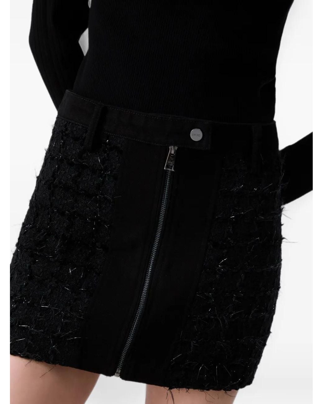 Liu Jo Black Bouclé Mini Skirt With Zip