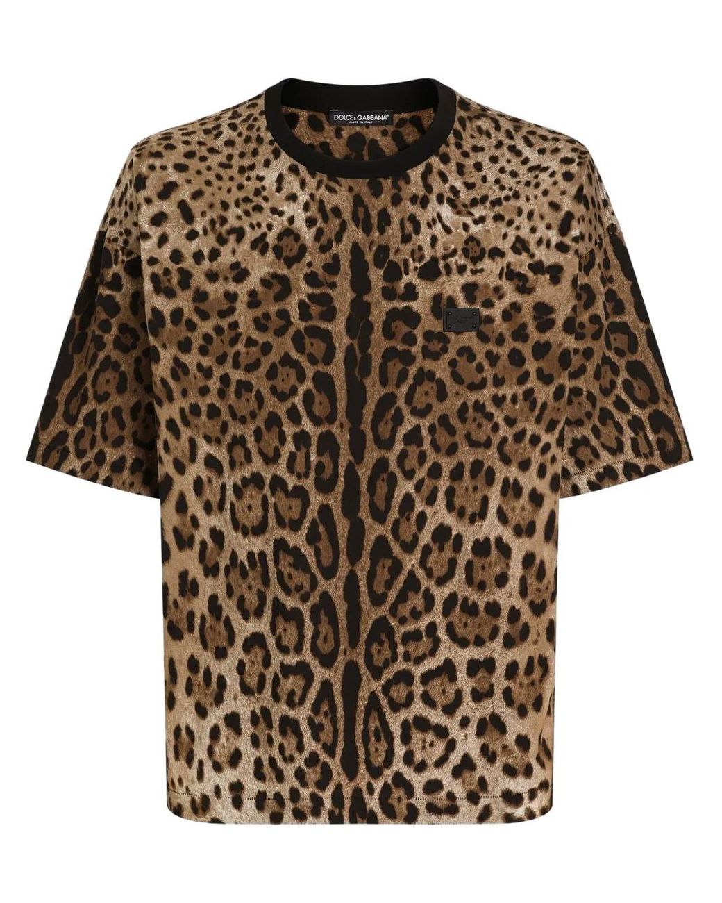 Dolce & Gabbana Brown Leopard Print T-Shirt for men