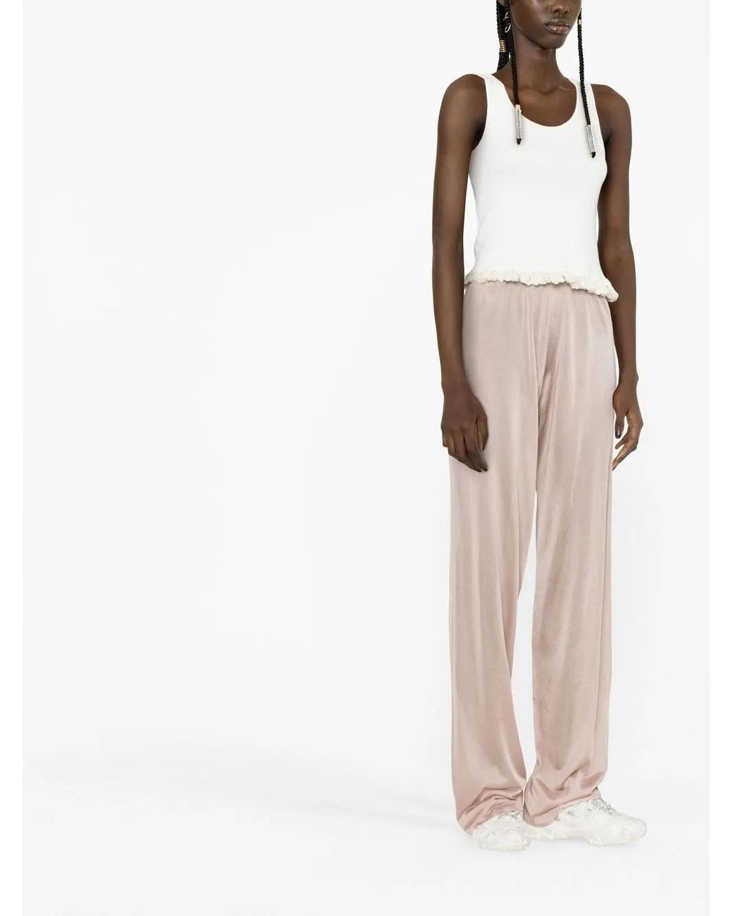 Maison Margiela White Elasticated Knitted Trousers