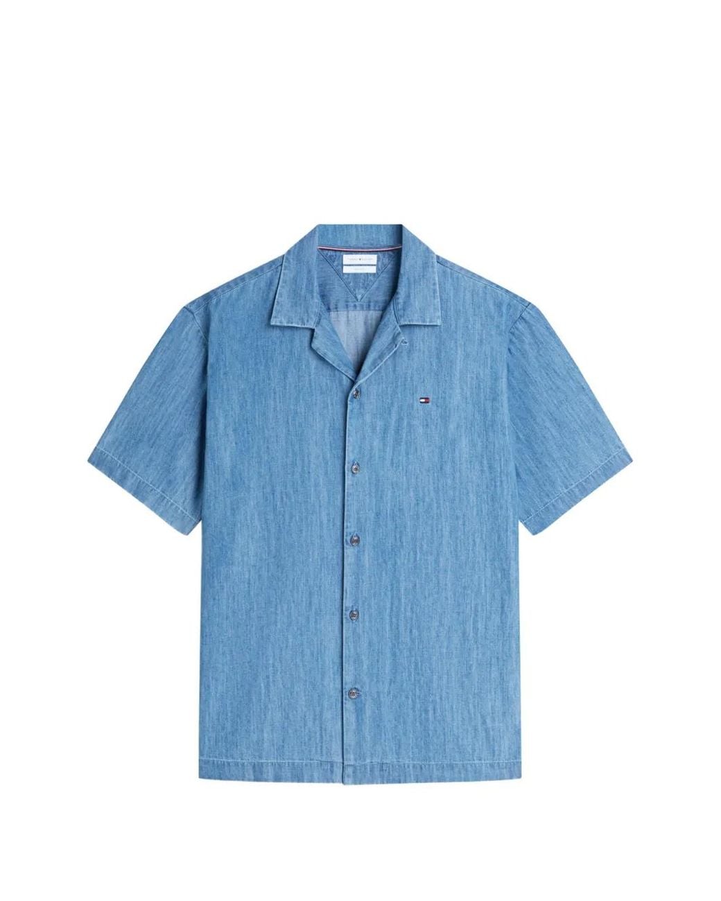 Tommy Hilfiger Blue Short-Sleeve Camp-Collar Shirt for men