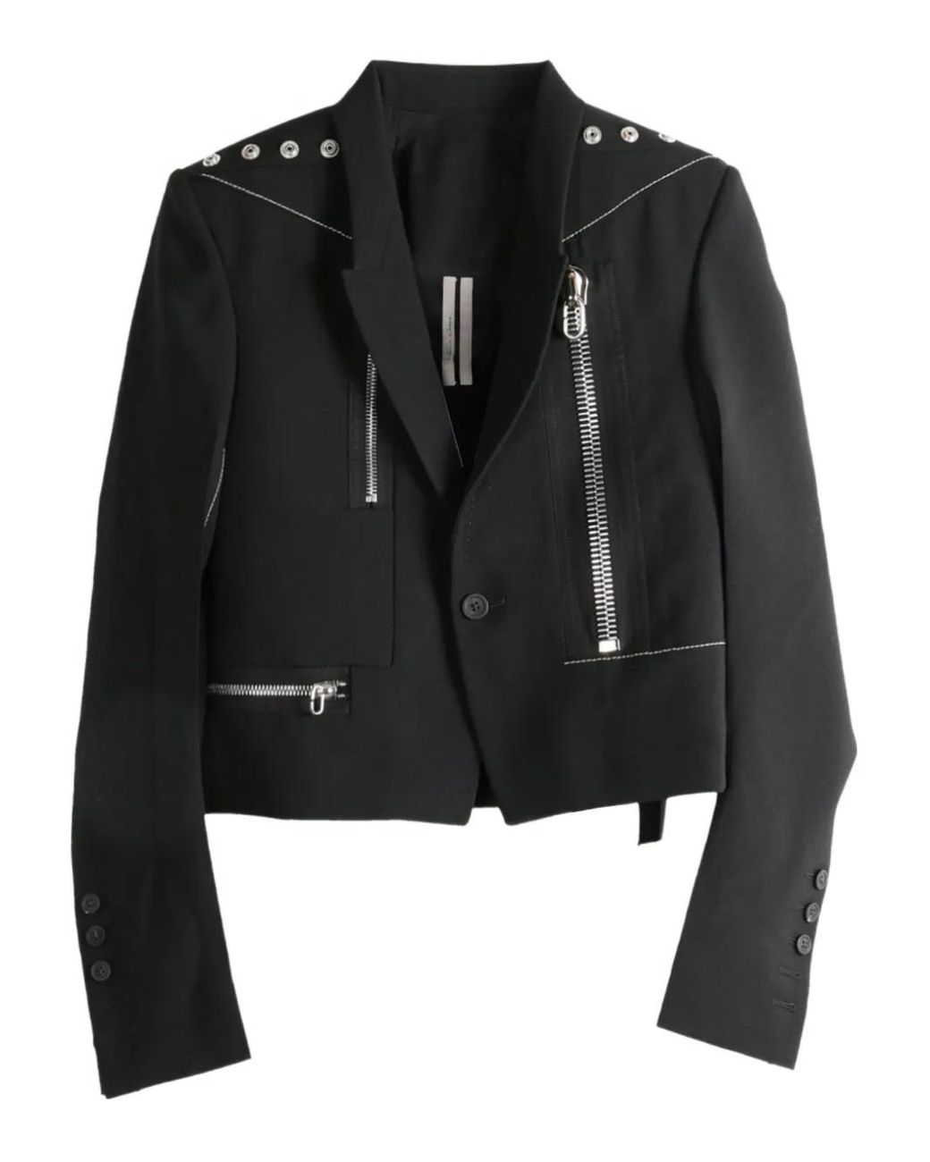 Rick Owens Black Zip-Detail Studded Jacket
