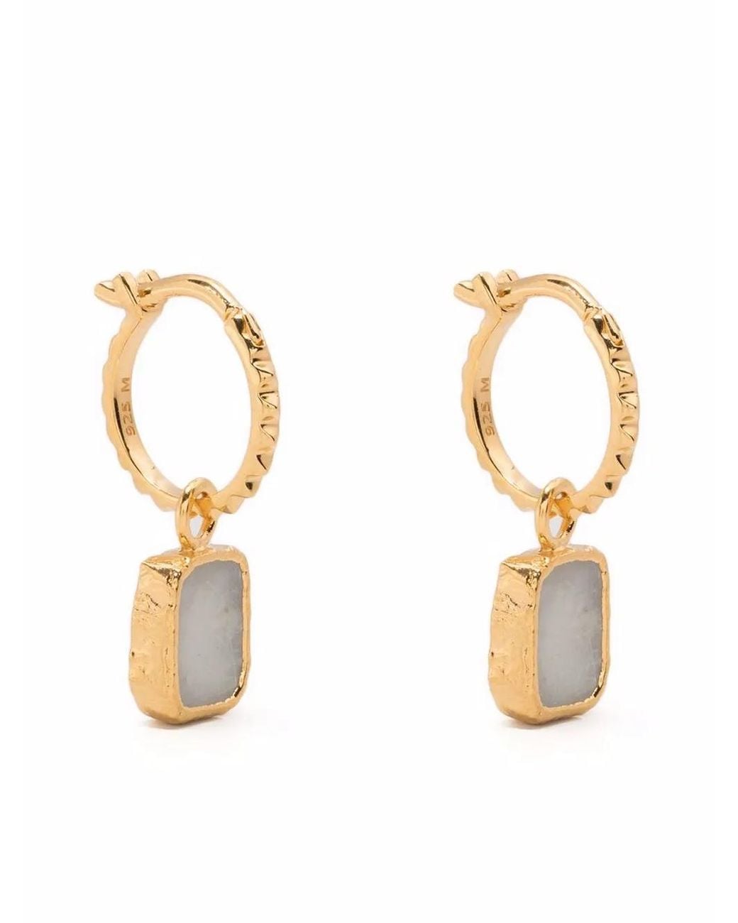 Missoma Metallic Plated Moonstone Hoop Earrings