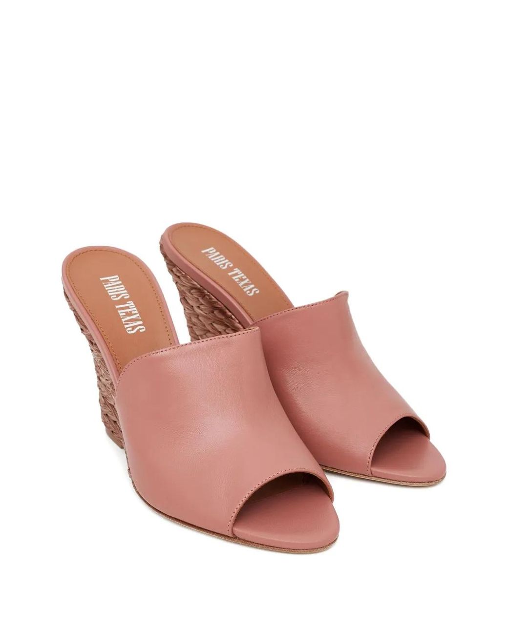Paris Texas Pink Raffia Wedge Sandals