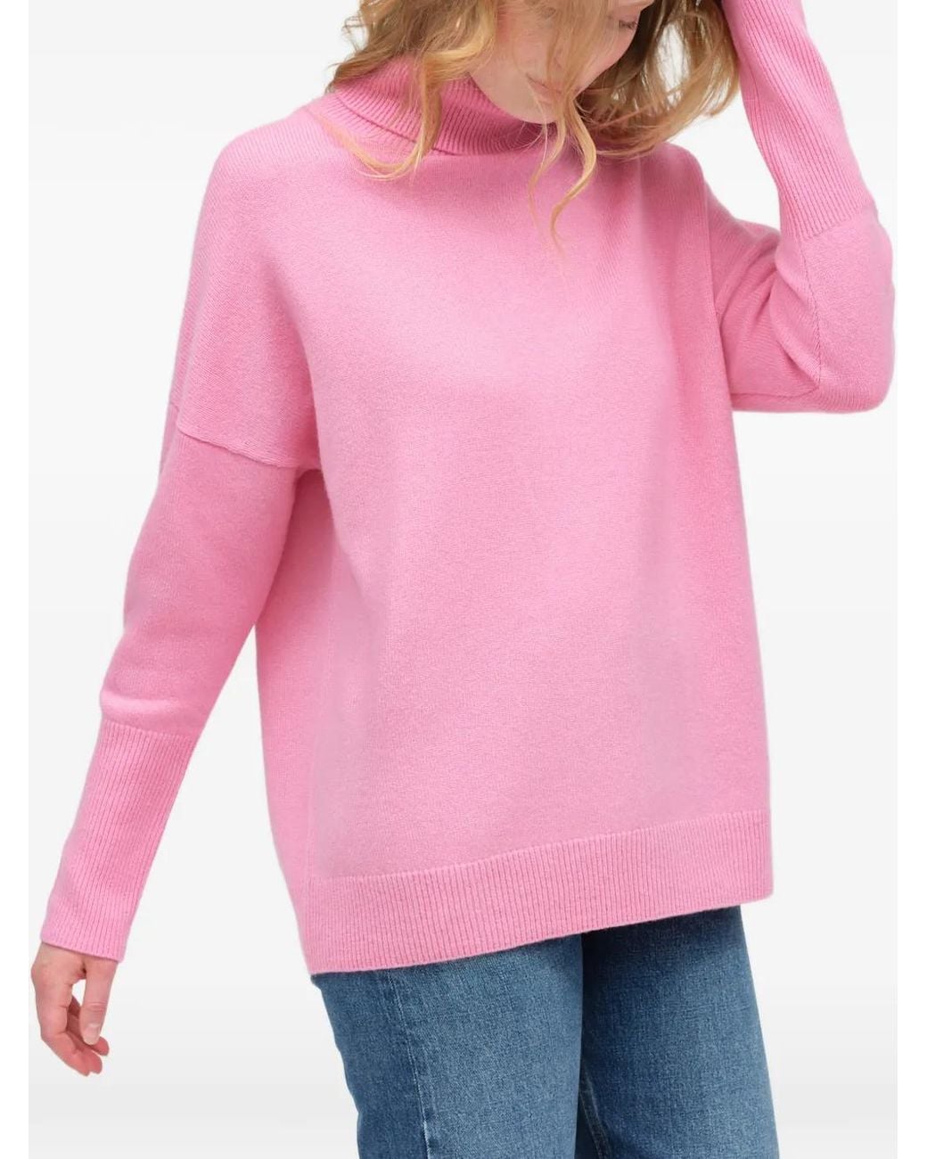 Chinti & Parker Pink Roll-Neck Cashmere Sweater