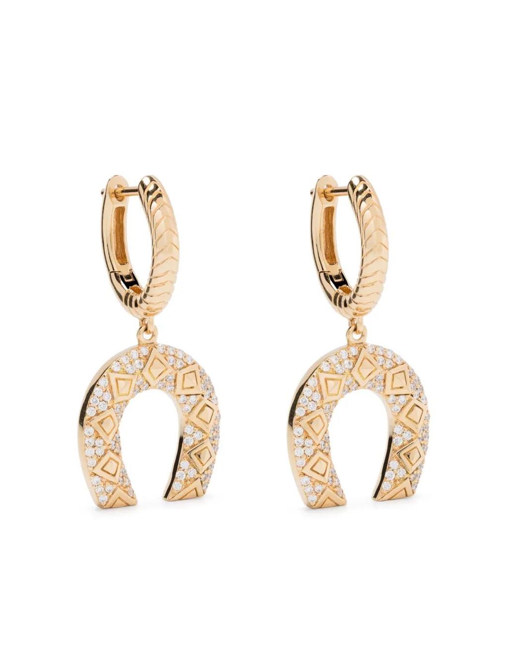 Harwell Godfrey Metallic 18Kt Horseshoe Diamond Drop Earrings