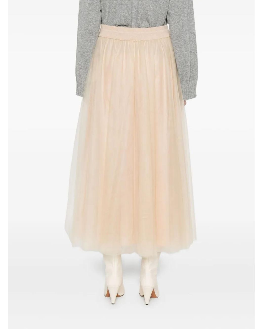 Fabiana Filippi Natural Pleated Drawstring Skirt