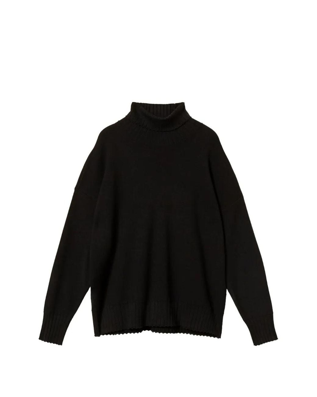 Twinset Black Loose Fitting Turtleneck Jumper