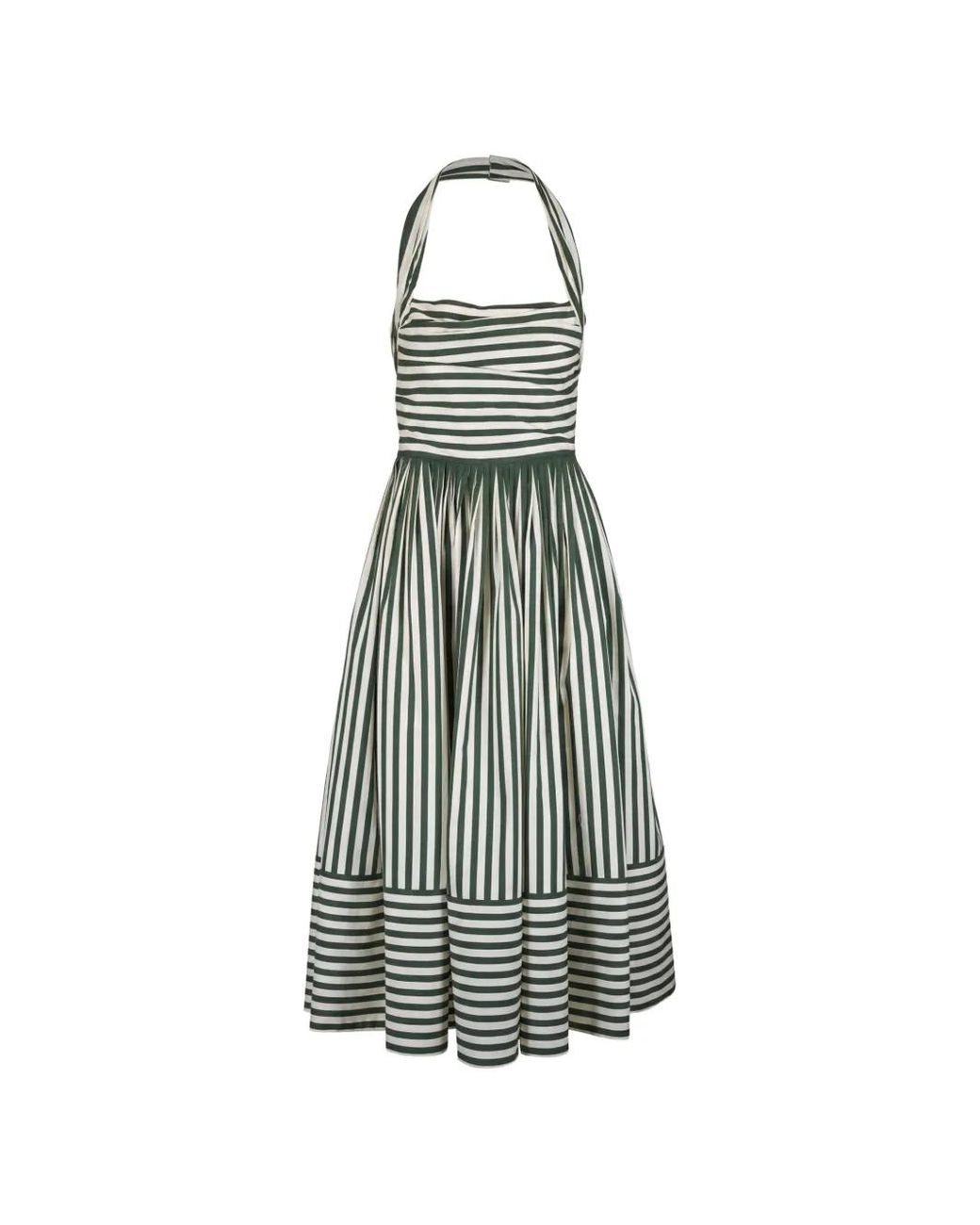 Carolina Herrera White Striped Halterneck Maxi Dress